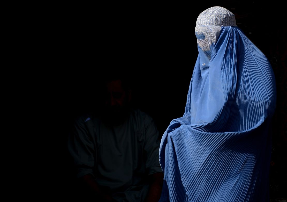  A burqa-clad Afghan woman.