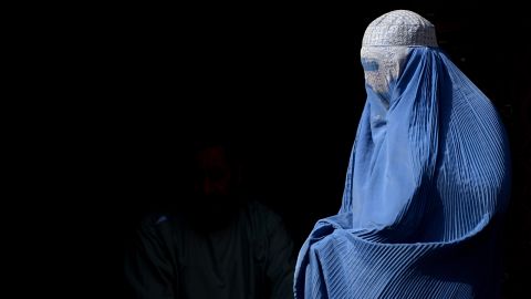 A burqa-clad Afghan woman.