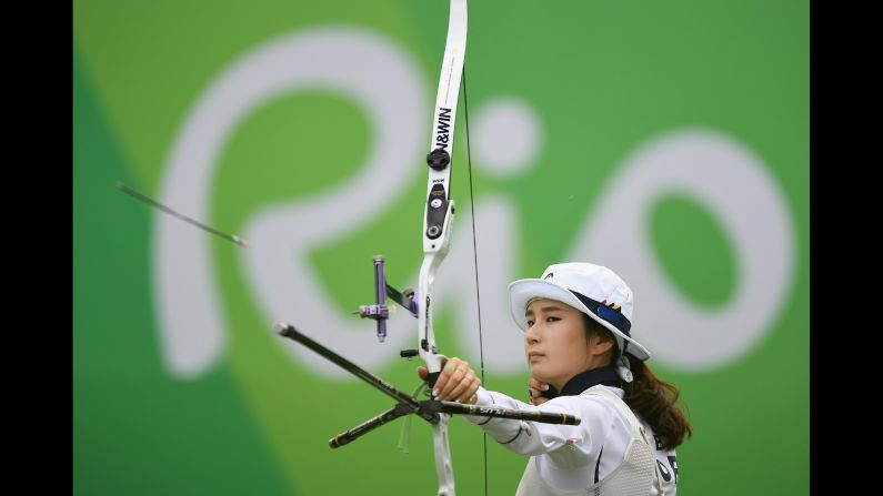 South Korea's Ki Bo-bae competes in the individual archery competition. She ended up with the bronze.