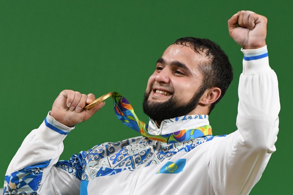 Kazakhstan's Nijat Rahimov was very happy with his gold.