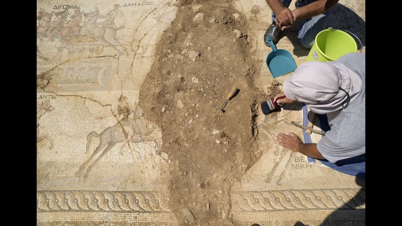 The entire mosiac hasn't been excavated yet, so archeologists are still digging it out.