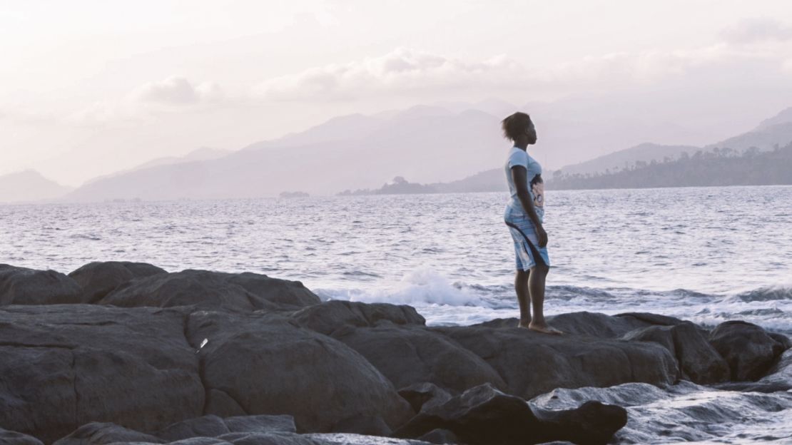 KK looks back towards Bureh Beach.