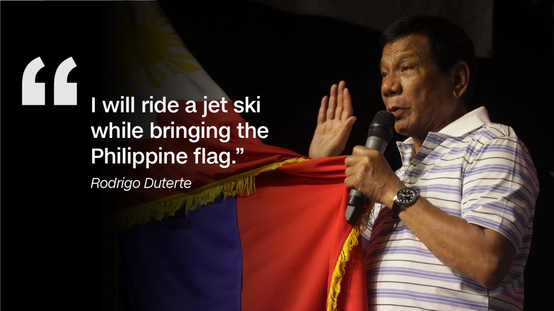 During the third and last presidential debate, Duterte had said that he would plant a Philippine flag in disputed territories should China refuse to recognize a favorable ruling for the Philippines.