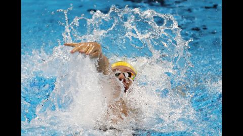 Australia's Mitch Larkin swims the 200-meter backstroke on Wednesday, August 10.