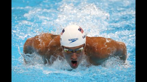 Ryan Lochte competes in a 200-meter individual medley race in Rio. 