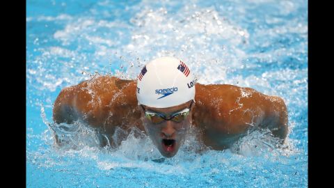 Ryan Lochte competes in a 200-meter individual medley race in Rio.