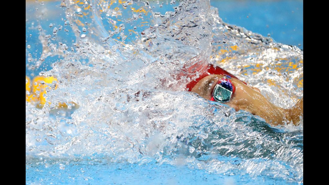 Japan's Kosuke Hagino swims the 200-meter freestyle on Sunday, August 7.