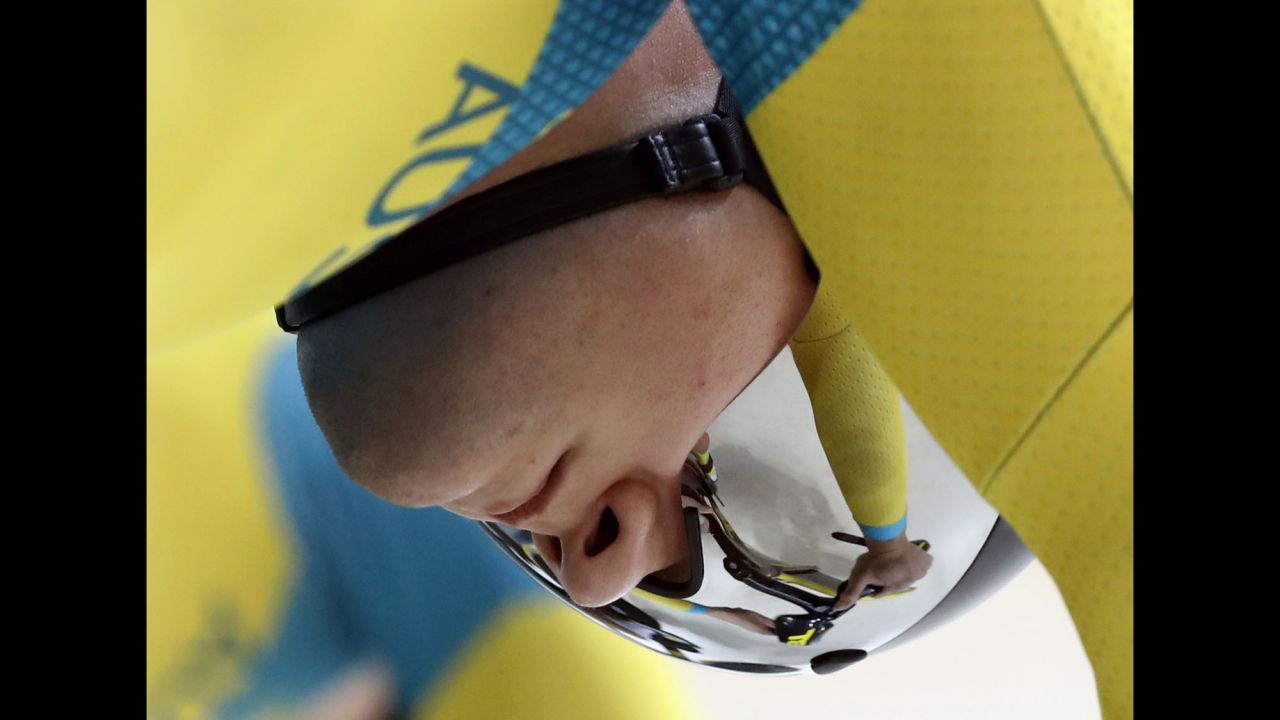 Australian cyclist Patrick Constable gets ready to compete in team sprint qualifying.