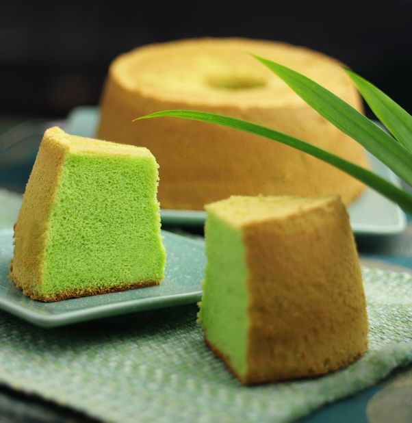 Essentially a chiffon cake, the pandan cake is infused with green-colored juice from the pandanus palm, giving it a sweet woodsy fragrance and an alarmingly radioactive hue. The cake is hugely popular in Singapore and Malaysia. 