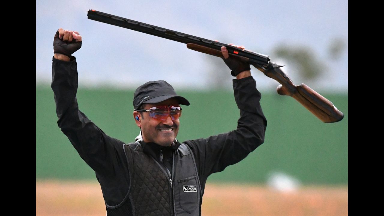 Fehaid Aldeehani nabbed gold in the men's double trap, marking the first gold for any athlete competing under the Olympic flag. (Aldeehani is from Kuwait, whose Olympic committee was banned from this year's Games.)
