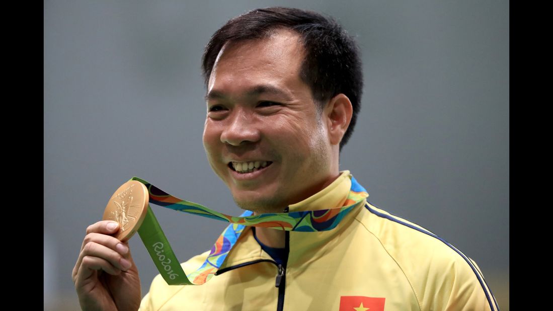 Vietnam's Hoang Xuan Vinh is bringing home his country's first gold after he won the men's 10-meter air pistol shooting event.