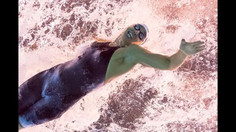 Mexican swimmer Liliana Ibanez Lopez takes part in the 50-meter freestyle heats.