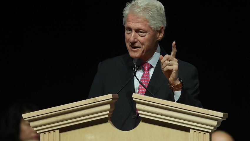 Former U.S. President Bill Clinton speaks on behalf of his wife and Democratic presidential nominee Hillary Clinton during a 2016 Presidential Election Forum, hosted by Asian and Pacific Islander American Vote (APIAVote) and Asian American Journalists Association (AAJA), at The Colosseum at Caesars Palace August 12, 2016 in Las Vegas, Nevada.