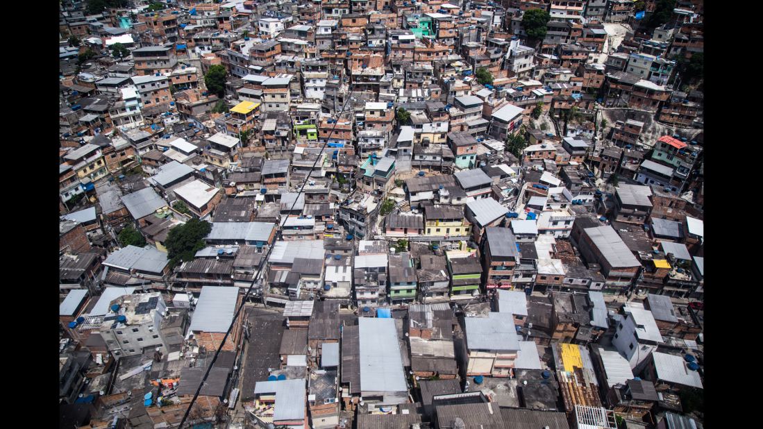 An aerial view of the Complexo do Alemão favela. In 2010, the Brazilian government launched a military operation to clear the favela of drug traffickers. But Miranda said there is still violence.
