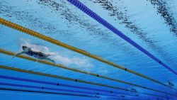 RIO DE JANEIRO, BRAZIL - AUGUST 12:  Katie Ledecky of the United States leads the field in the Women's 800m Freestyle Final on Day 7 of the Rio 2016 Olympic Games at the Olympic Aquatics Stadium on August 12, 2016 in Rio de Janeiro, Brazil.  (Photo by Adam Pretty/Getty Images)