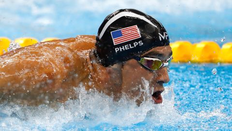 US swimmer Michael Phelps competes in the 4x100-meters medley relay, where he earned his 23rd gold medal.