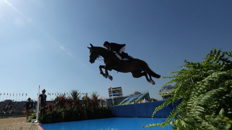 Great Britain's Nick Skelton, riding Big Star, competes during the Equestrian Jumping Individual and Team Qualifier.