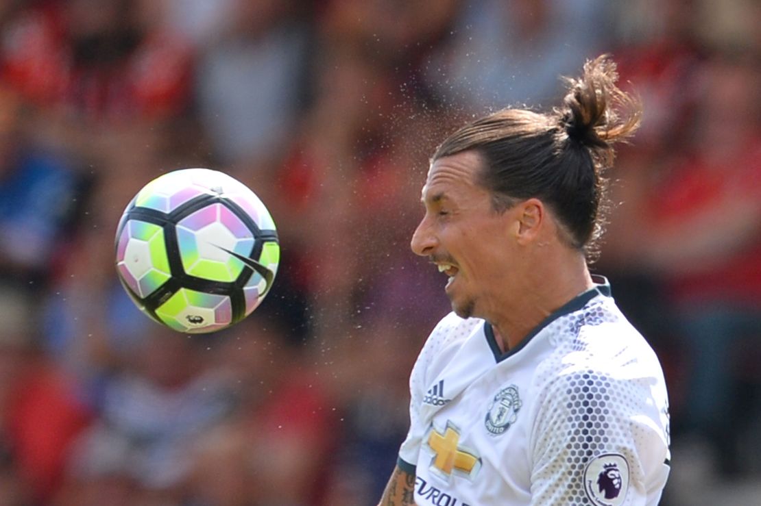 Manchester United's Swedish striker Zlatan Ibrahimovic was making his EPL debut for his new side. 
