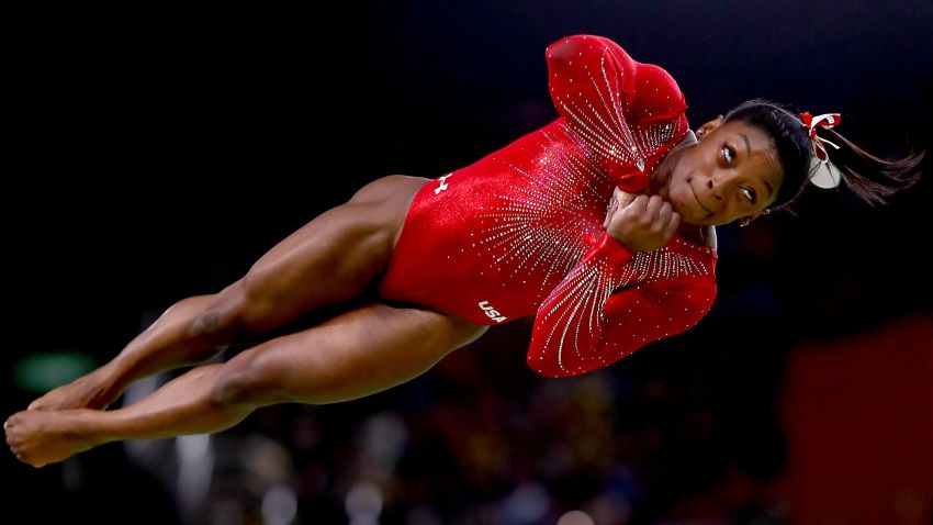 RIO DE JANEIRO, BRAZIL - AUGUST 14:  Simone Biles of the United States competes in the Women's Vault Final on Day 9 of the Rio 2016 Olympic Games at the Rio Olympic Arena on August 14, 2016 in Rio de Janeiro, Brazil.  (Photo by Ryan Pierse/Getty Images)