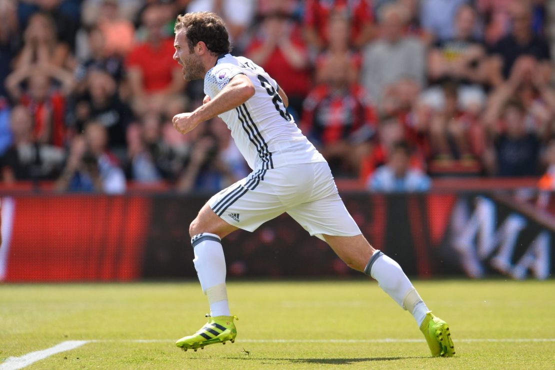 Juan Mata opened Manchester United's EPL account under Mourinho with the opener at  Bournemouth.