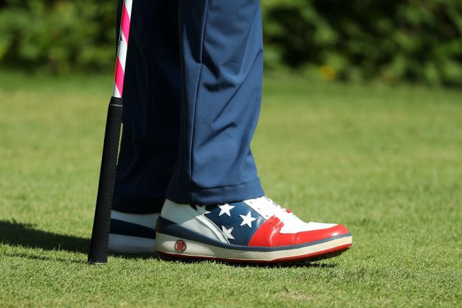 Bubba Watson's shoes are seen during the final round of men's golf, <a href="index.php?page=&url=http%3A%2F%2Fcnn.com%2F2016%2F08%2F14%2Fsport%2Fjustin-rose-olympic-golf%2Findex.html" target="_blank">won by Britain's Justin Rose.</a>