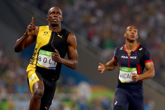 Usain Bolt of Jamaica wins the men's 100m final,<a  target="_blank"> becoming the first Olympic sprinter to win three consecutive 100-meter gold medals.</a>