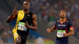 RIO DE JANEIRO, BRAZIL - AUGUST 14:  Usain Bolt of Jamaica wins the Men's 100m Final on Day 9 of the Rio 2016 Olympic Games at the Olympic Stadium on August 14, 2016 in Rio de Janeiro, Brazil.  (Photo by Ian Walton/Getty Images)