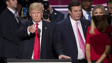 U.S. Republican Presidential Candidate Donald Trump with with his then-campaign chairman, Paul Manafort, in July.