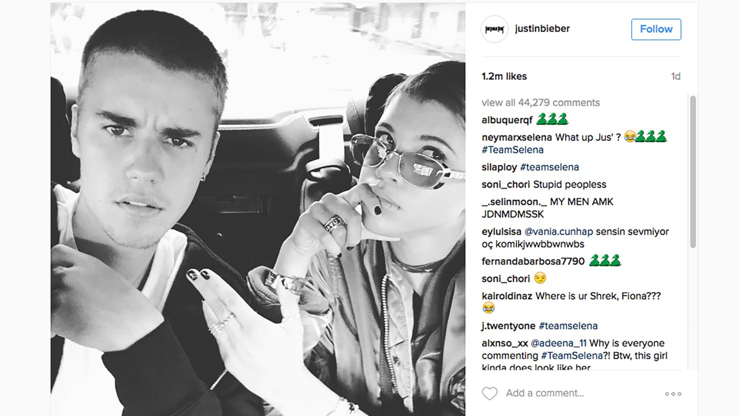 Justin Bieber got upset after some fans slammed his friend Sofia Richie on Instagram.