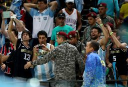 Security is upped for Saturday's Brazil-Argentina basketball game. 