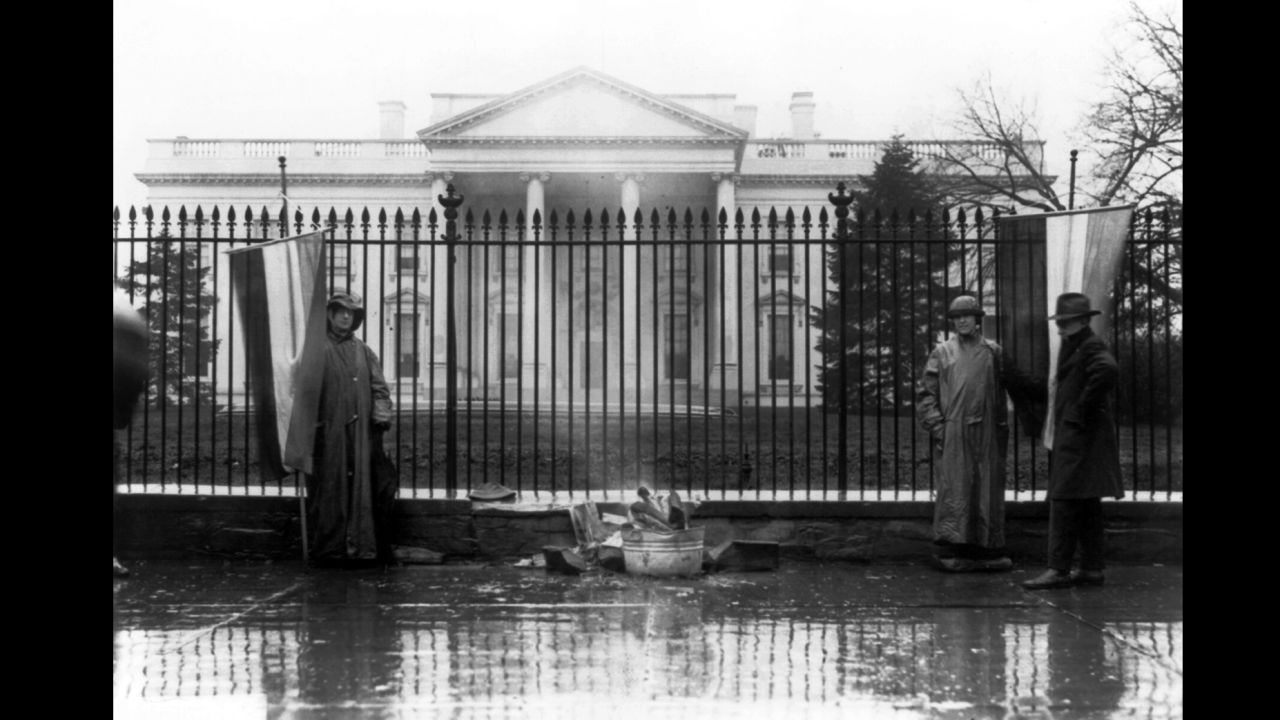 The Silent Sentinels protested in front of the White House six days a week, starting on January 10, 1917, until June 4, 1919. They were the first organization to picket at the White House.