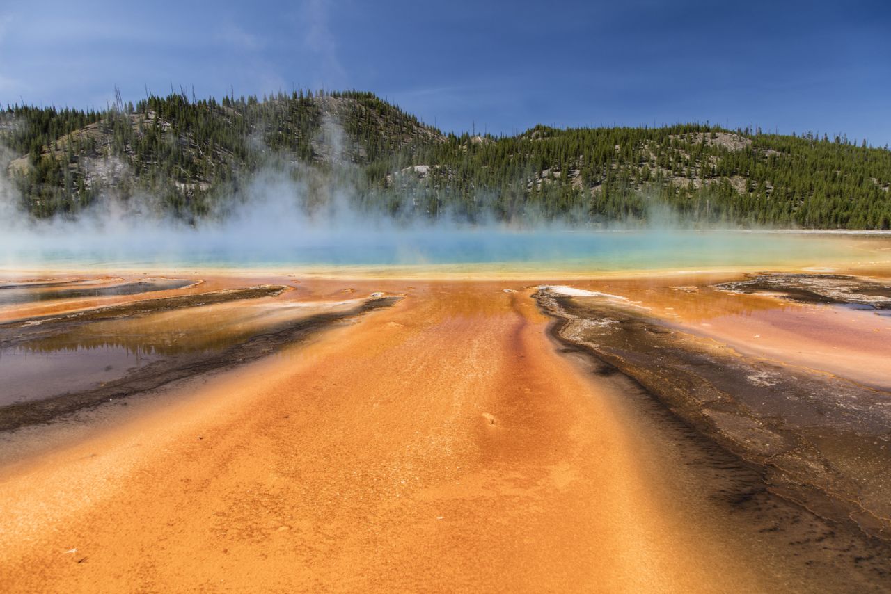 Colors pop at Grand Prismatic Spring in Yellowstone National Park, which the McGraws visited in early August.