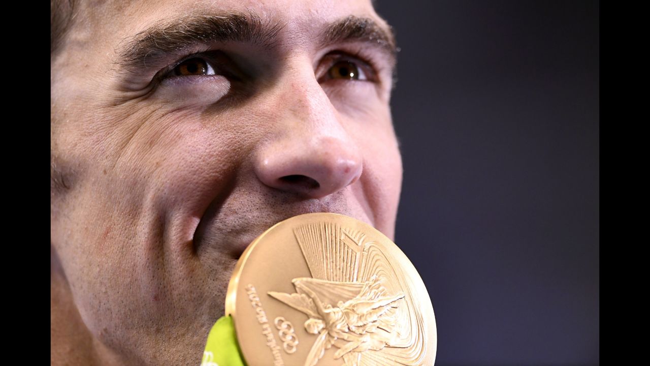 U.S. swimmer Michael Phelps -- the most decorated Olympian of all time -- kisses his gold medal from the 4x200 freestyle on Tuesday, August 9. Phelps finished the Rio Games with five gold medals and one silver. He <a href="http://www.cnn.com/2016/08/13/sport/michael-phelps-olympics-rio-2016-4x100m-freestyle-medley/" target="_blank">ends his Olympic career</a> with 23 gold medals and 28 medals overall.