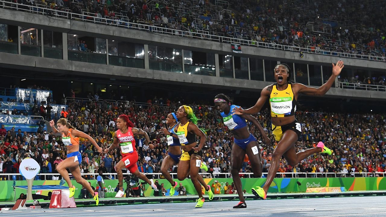 Jamaica's Elaine Thompson, right, wins the 100-meter final -- and the title of <a href="http://www.cnn.com/2016/08/13/sport/elaine-thompson-olympic-games-rio-2016/" target="_blank">world's fastest woman</a> -- on Saturday, August 13. 
