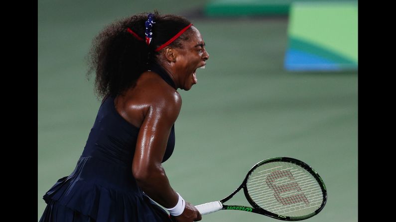American tennis star Serena Williams, the world's top-ranked player and the defending Olympic champion, screams after losing a point to Ukraine's Elina Svitolina on Tuesday, August 9. <a href="index.php?page=&url=http%3A%2F%2Fwww.cnn.com%2F2016%2F08%2F09%2Ftennis%2Fserena-williams-beaten-svitolina-rio-olympics%2Findex.html" target="_blank">Svitolina upset Williams</a> to advance to the quarterfinals.
