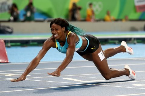 In one of the most striking moments of the 2016 Olympics, Miller dived across the line to win 400m gold, edging out Allyson Felix of the US. 