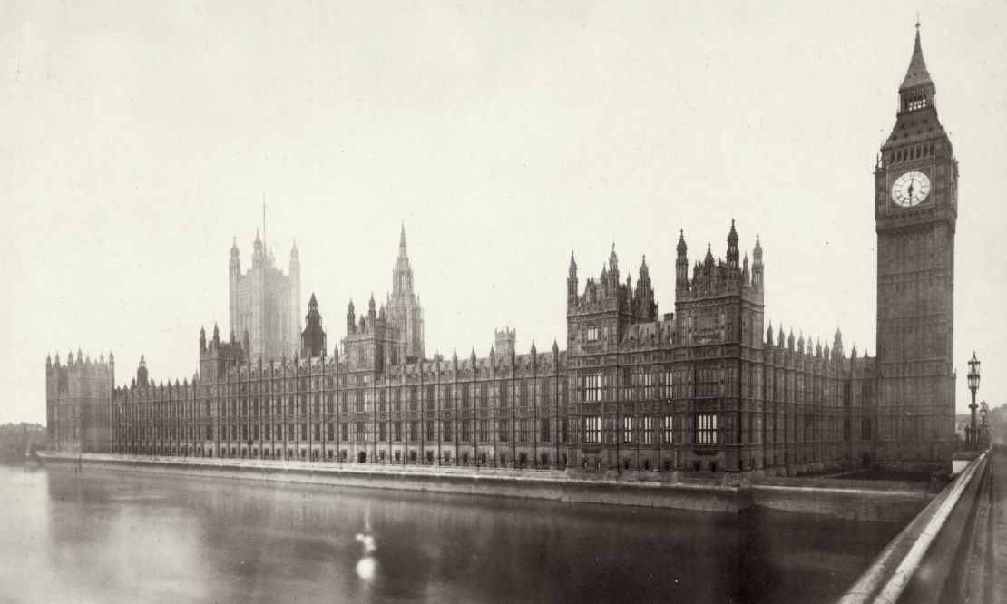 Circa 1865:  The Houses of Parliament or Westminster Palace on the Thames Embankment, London, built in 1840 - 1965 by Charles Barry and A W Pugin.  (Photo by Otto Herschan/Getty Images)