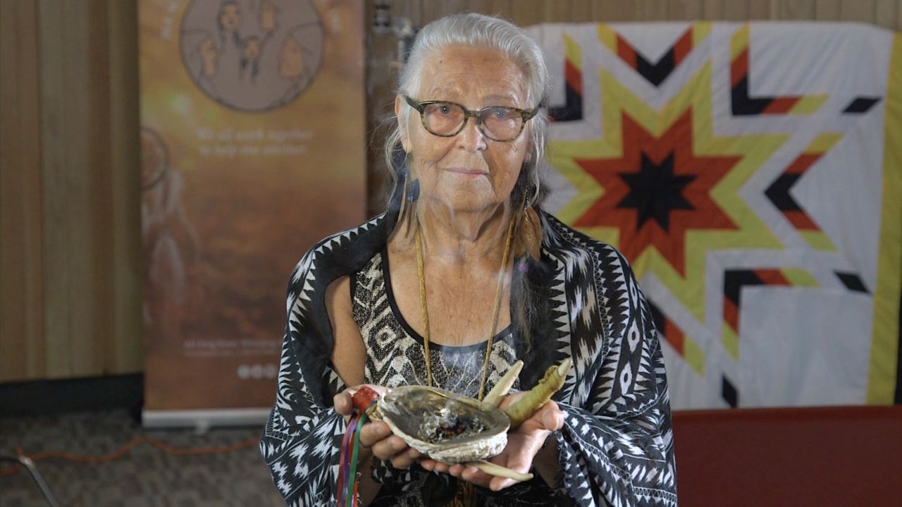 Elder Mae Louise Campbell helps victims re-connect with indigenous culture. "The only way that [trafficking survivors] are going to feel whole again is to reconnect to their traditional ways," she says.