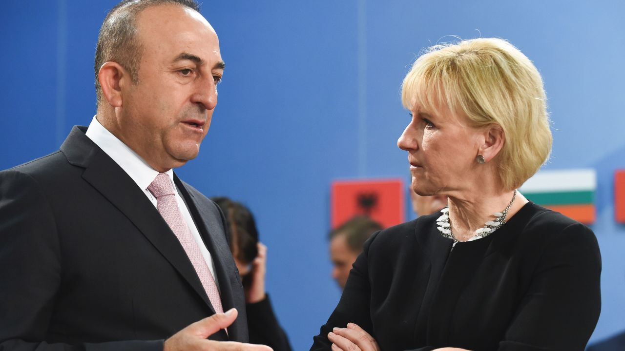 Turkish Foreign Affairs Minister Mevlut Cavusoglu and Sweden Foreign Minister Margot Wallstrom in May. 