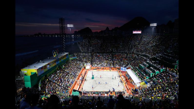 A general view of the beach volleyball venue.