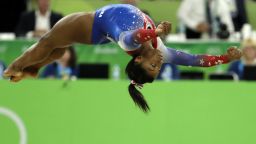 United States' Simone Biles performs on the floor during the artistic gymnastics women's apparatus final at the 2016 Summer Olympics in Rio de Janeiro, Brazil, Tuesday, Aug. 16, 2016. (AP Photo/Dmitri Lovetsky)