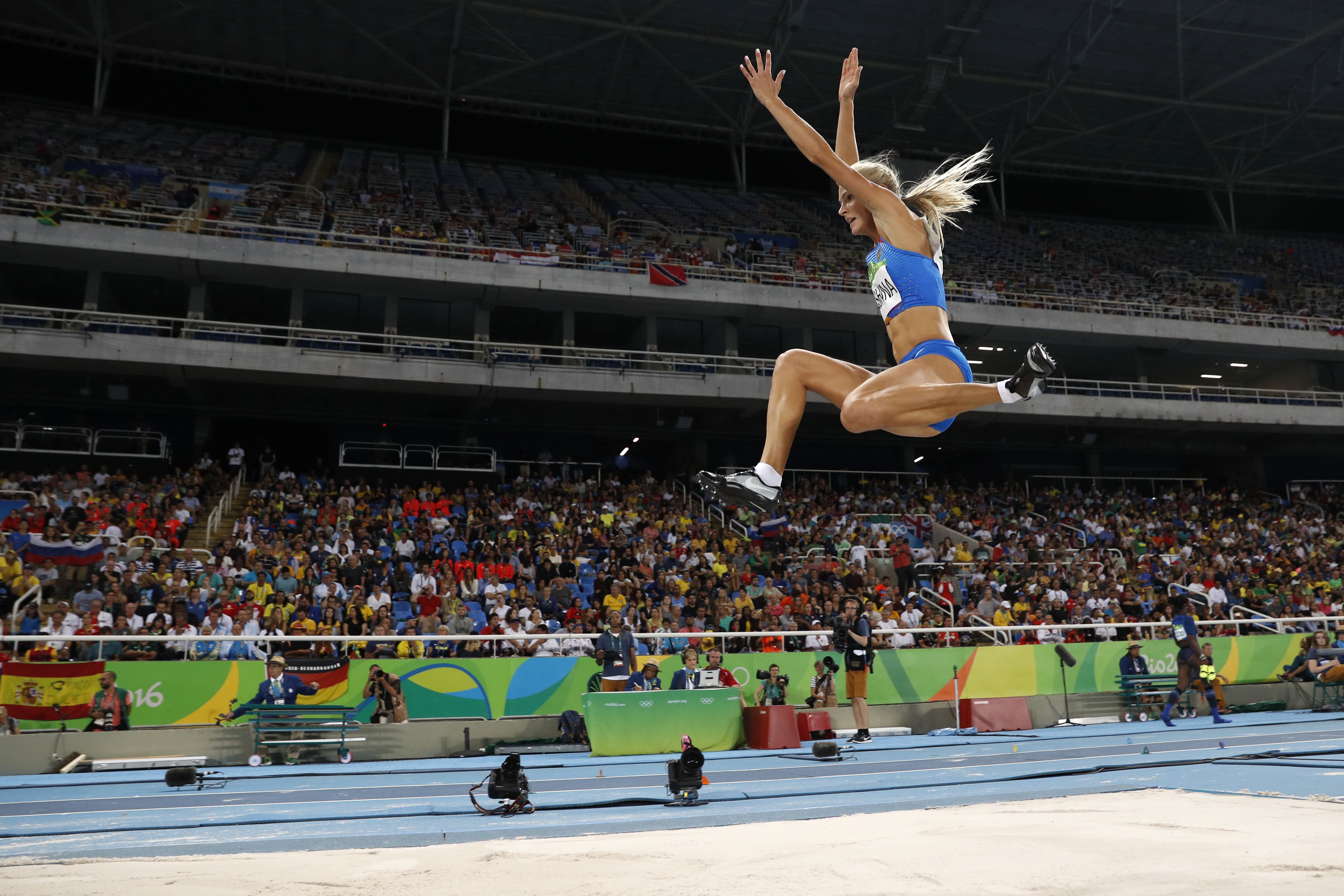 Russian long jumper Darya Klishina has won gold in her event in