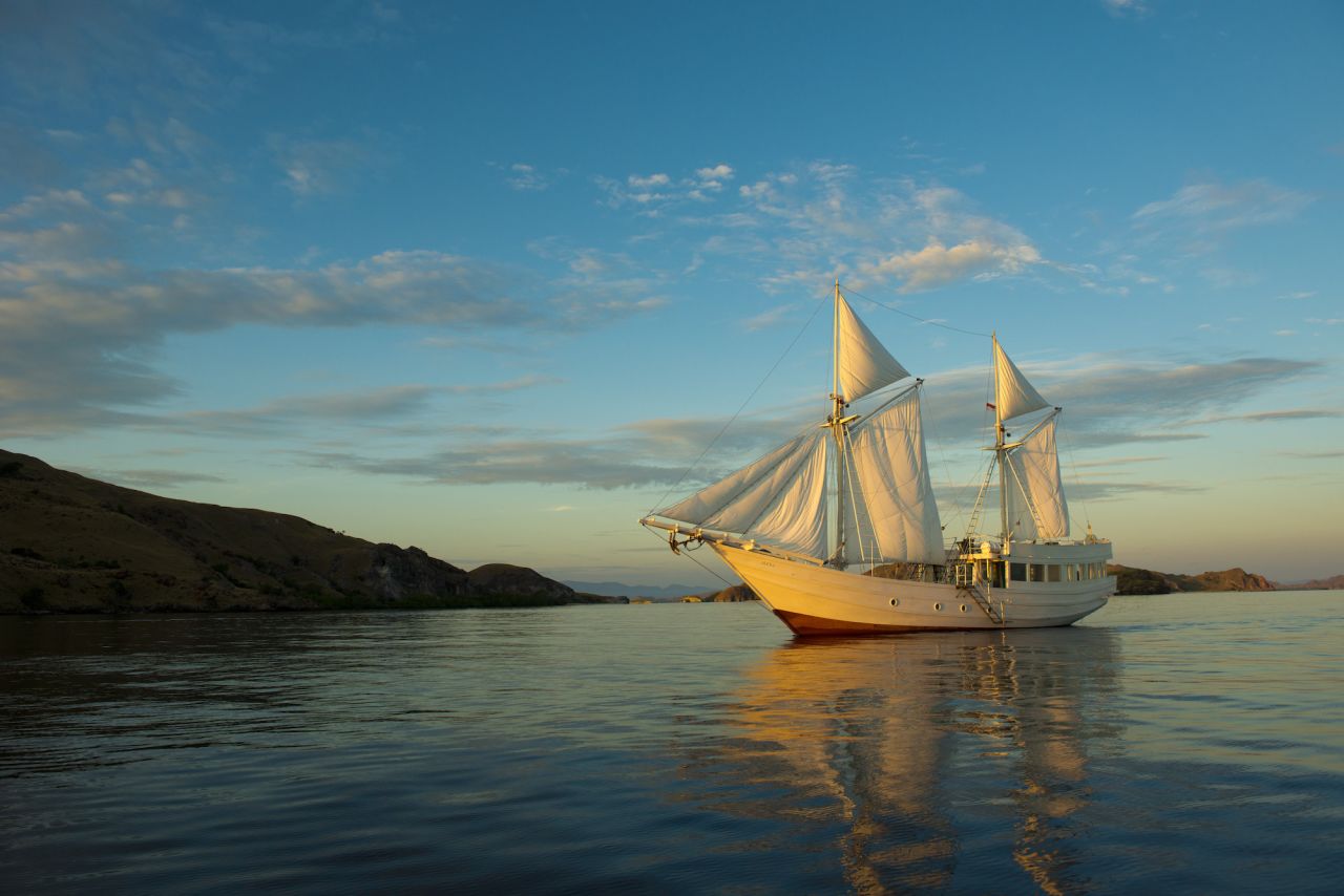 Alexa is a private Indonesian-style sailing yacht with just a single cabin but the full complement of staff,  including a private chef, spa therapist and dive crew. It can be chartered for trips around Komodo, Raja Ampat and Moyo.
