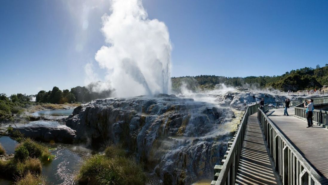 The 60-hectare site of Te Puia is home to the New Zealand Maori Arts and Crafts Institute. There's a live kiwi bird enclosure, the world-famous Pohutu Geyser and more than 500 natural geothermal wonders. 