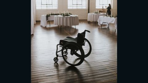 Jaquie Goncher left her wheelchair behind to walk down the aisle and dance at her wedding reception. Photos courtesy of Love Stories by Halie and Alec.
