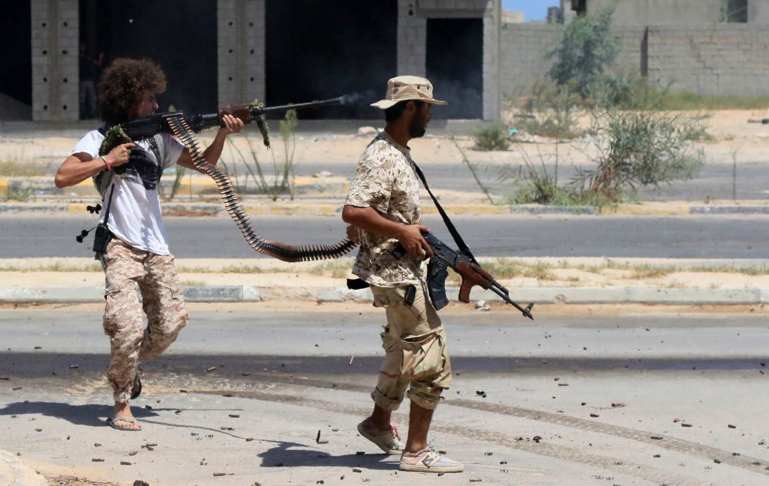 Government of National Accord forces advance into an ISIS-held district of Sirte on August 14.