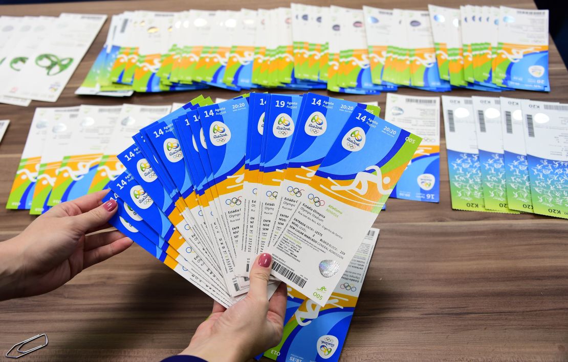 The Olympic tickets seized as part of a police sting into scalping.