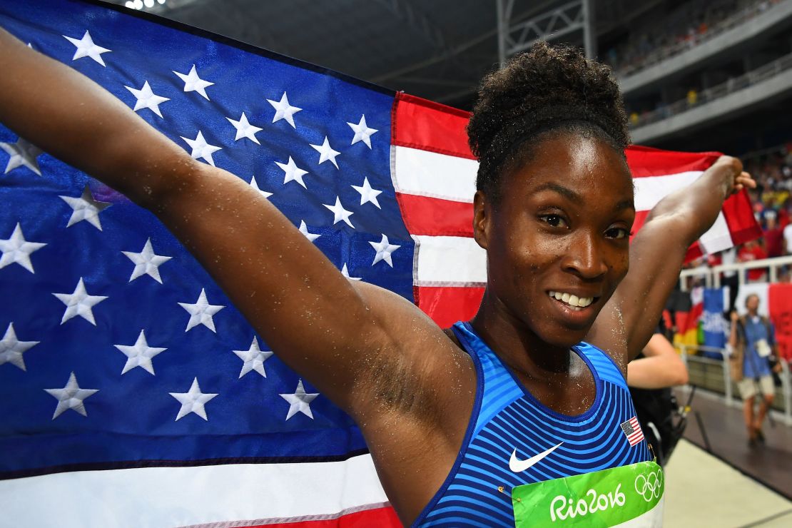 Tianna Bartoletta produced a personal best to win gold in the long-jump.