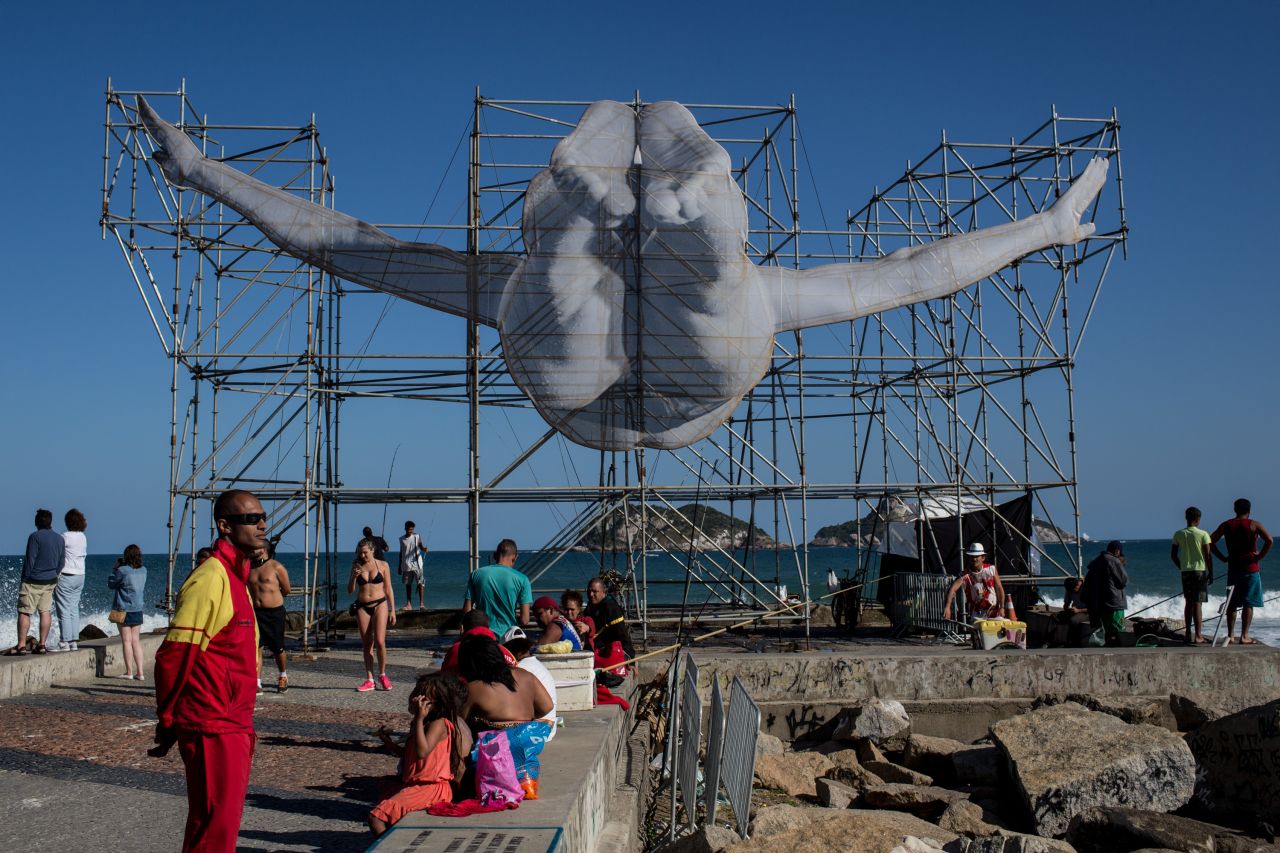 French artist JR revealed giant art installations in Rio de Janeiro during the 2016 Rio Olympics. 