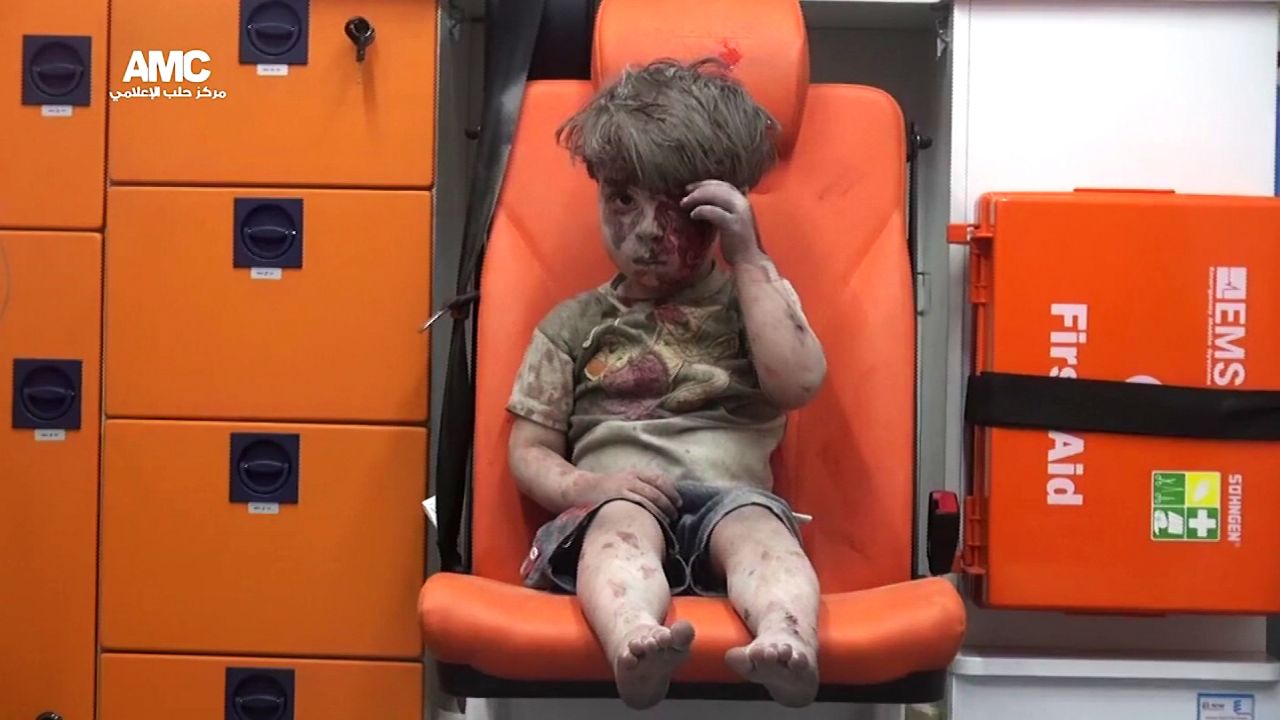 Omran being rescued from the rubble has been circulating on social media.